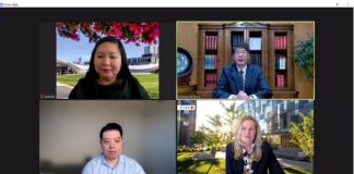 驻加拿大大使丛培武同约克大学校长伦顿视频通话