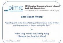 上海交通大学密西根学院研究团队获IEEE PIMRC 2021最佳论文奖