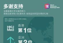 香港大学李嘉诚医学院2023THE世界大学排名再创新高