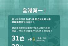 香港大学医学院全球排名第31位,为全港之冠!