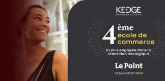 法国凯致商学院在Le Point观点报发布2024最致力于生态转型的商学院排名中荣登第4位