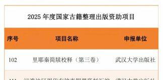 武汉大学2个项目获批2025年度国家古籍整理出版资助